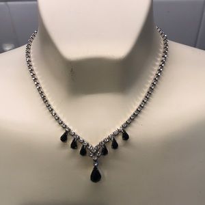 Vintage Astra Rhinestone Rhodium plated necklace